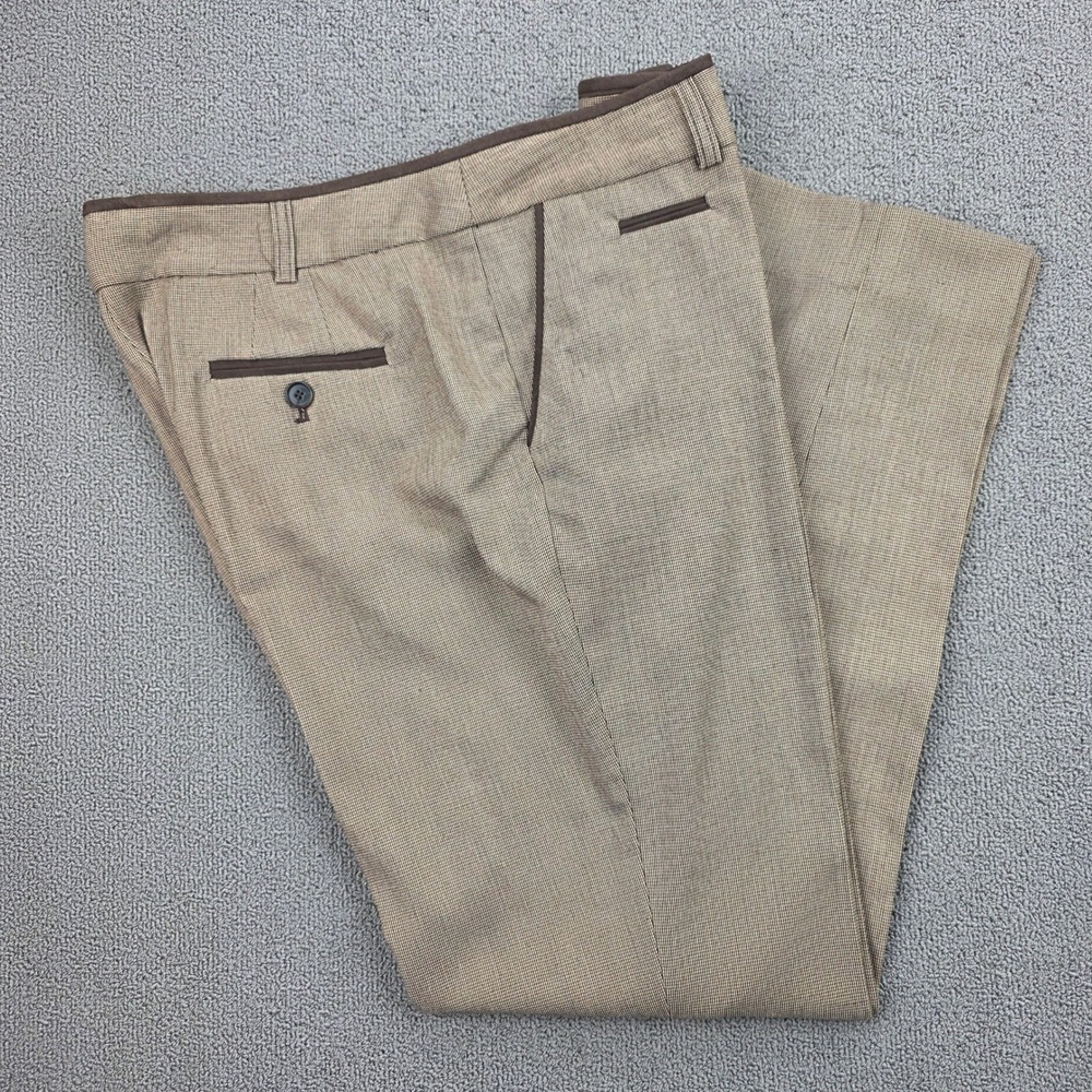 Jones New York Signature Petite Dress Pants Women Brown Micro Check Stretch 12P